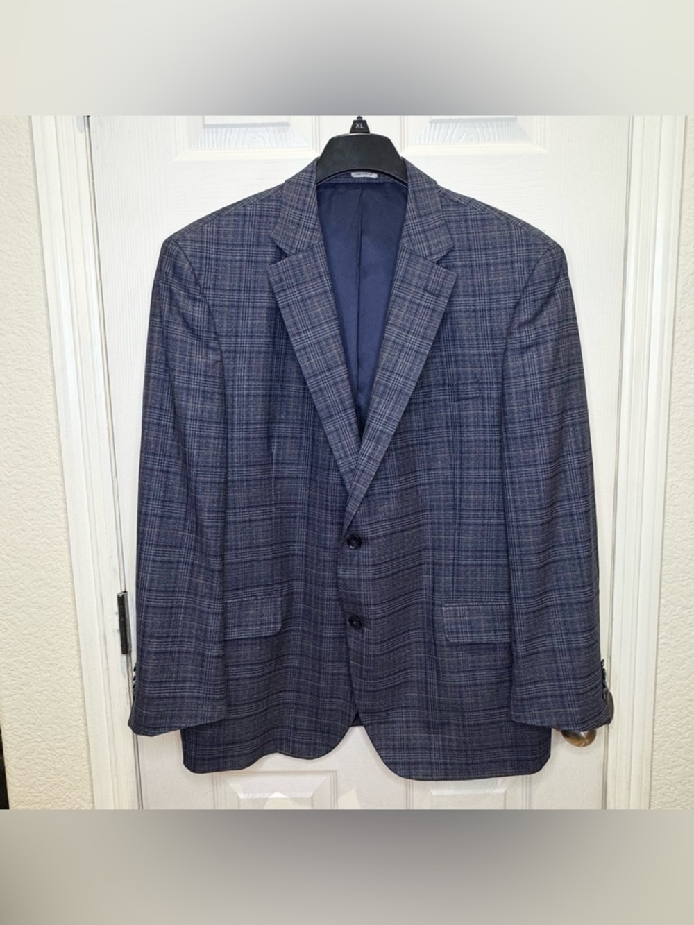 Peter Millar Men's 48R 100% Wool Plaid Sport Coat Blazer Blue Brown Lightweight